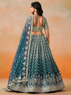 Tulsi Art Glamorous Dove Blue Sequins Embroidered Georgette Lehenga Choli | Grocsy