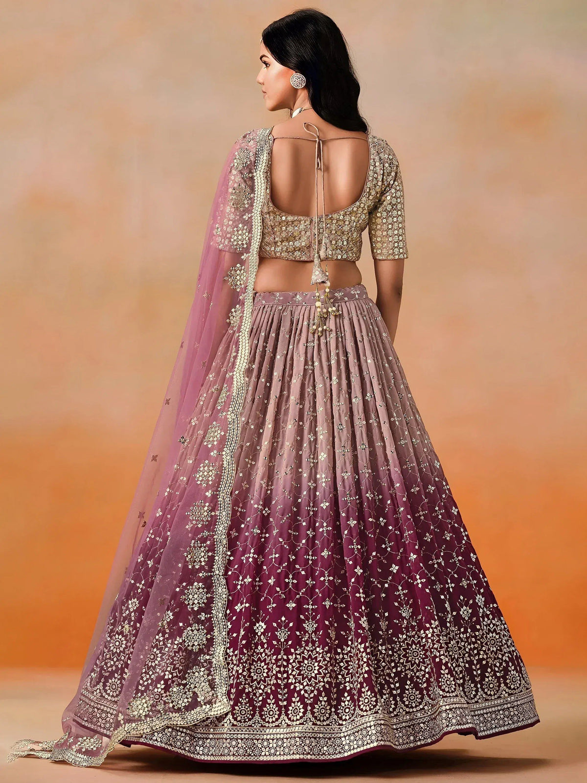 Tulsi Art Lovely Pink Georgette Engagement Wear Lehenga Choli | Grocsy