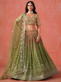 Tulsi Art Beautiful Green Sequins Embroidered Mehendi Wear Lehenga Choli | Grocsy