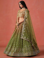 Tulsi Art Beautiful Green Sequins Embroidered Mehendi Wear Lehenga Choli | Grocsy