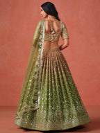 Tulsi Art Beautiful Green Sequins Embroidered Mehendi Wear Lehenga Choli | Grocsy