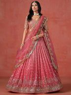 Tulsi Art Stunning Peach Georgette Sequins Lehenga Choli | Grocsy