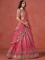 Tulsi Art Stunning Peach Georgette Sequins Lehenga Choli | Grocsy