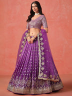 Tulsi Art Charming Purple Sequins Work Wedding Wear Lehenga Choli | Grocsy
