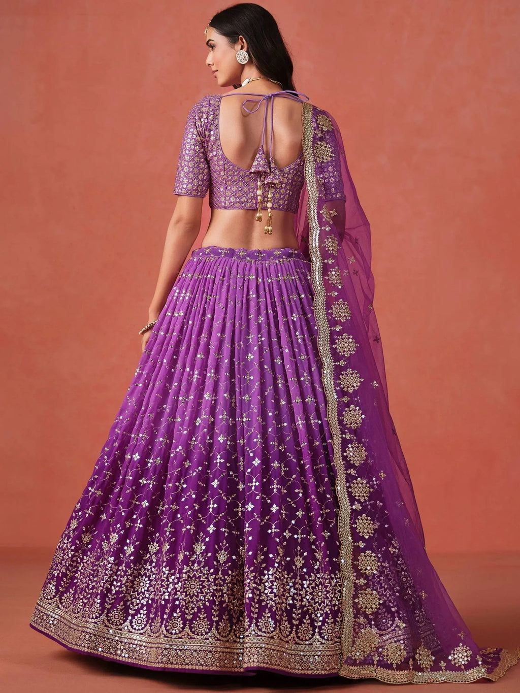 Tulsi Art Charming Purple Sequins Work Wedding Wear Lehenga Choli | Grocsy