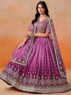 Tulsi Art Mesmerizing Pink Embroidered Bridesmaids Lehenga Choli | Grocsy