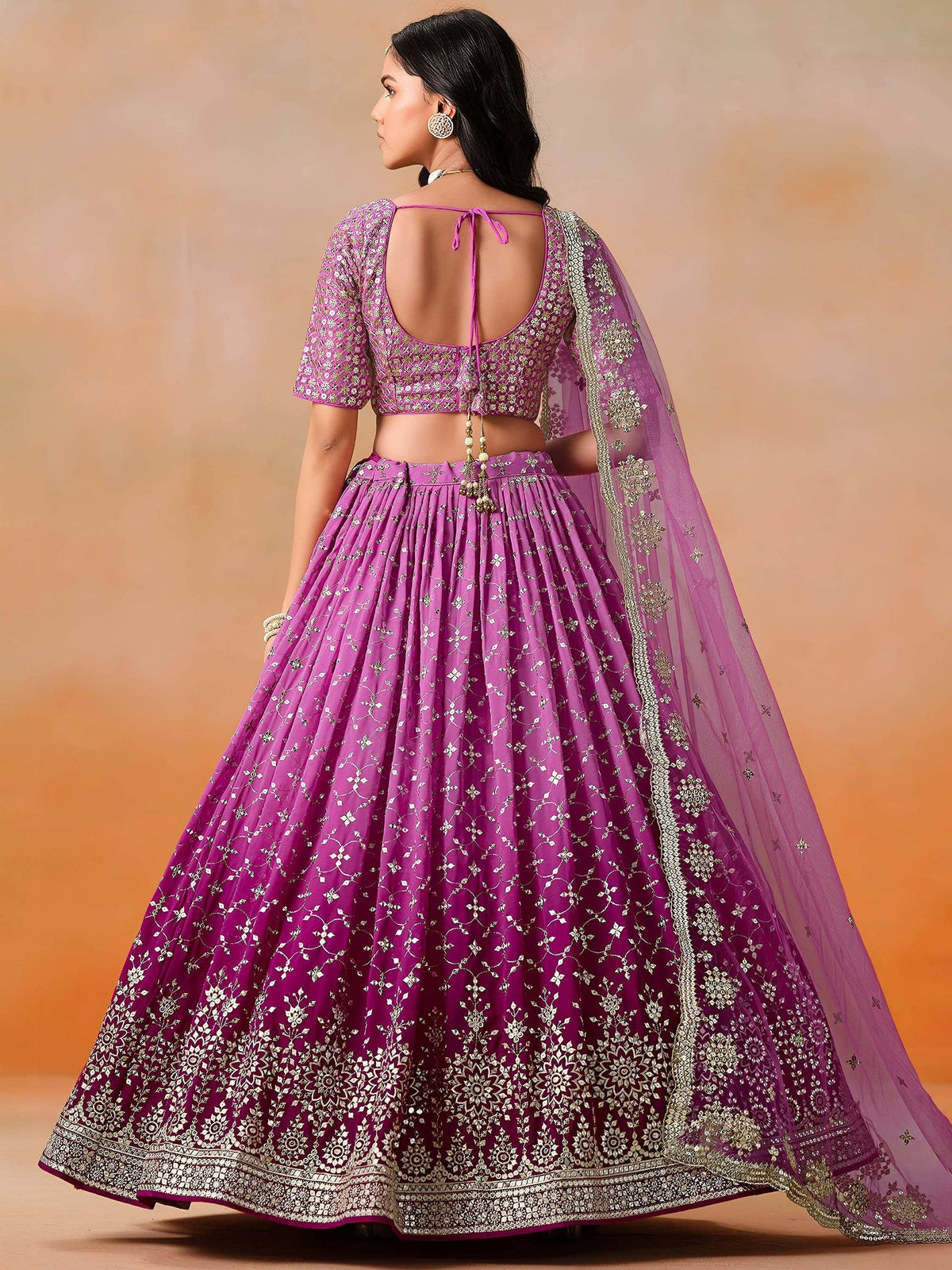 Tulsi Art Mesmerizing Pink Embroidered Bridesmaids Lehenga Choli | Grocsy
