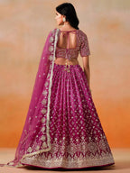 Tulsi Art Alluring Rose Pink Zari Work Sangeet Wear Lehenga Choli | Grocsy