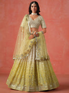 Tulsi Art Adorning Yellow Georgette Haldi Wear Lehenga Choli With Dupatta | Grocsy