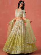 Tulsi Art Adorning Yellow Georgette Haldi Wear Lehenga Choli With Dupatta | Grocsy