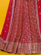 Tulsi Art Adorable Red Sequins Georgette Wedding Lehenga Choli With Dupatta | Grocsy