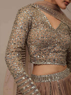 Tulsi Art Gorgeous Beige Sequins Georgette Party Wear Lehenga Choli | Grocsy