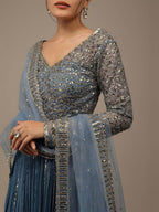 Tulsi Art Lovely Blue Sequins Georgette Bridesmaid Lehenga Choli With Dupatta | Grocsy