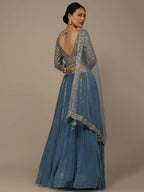 Tulsi Art Lovely Blue Sequins Georgette Bridesmaid Lehenga Choli With Dupatta | Grocsy
