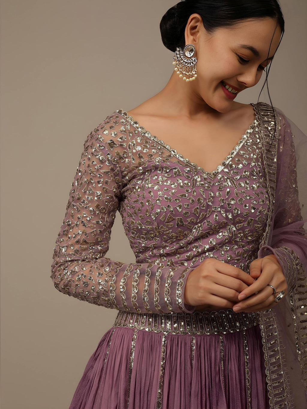 Tulsi Art Glamorous Pink Sequins Georgette Reception Wear Lehenga Choli | Grocsy