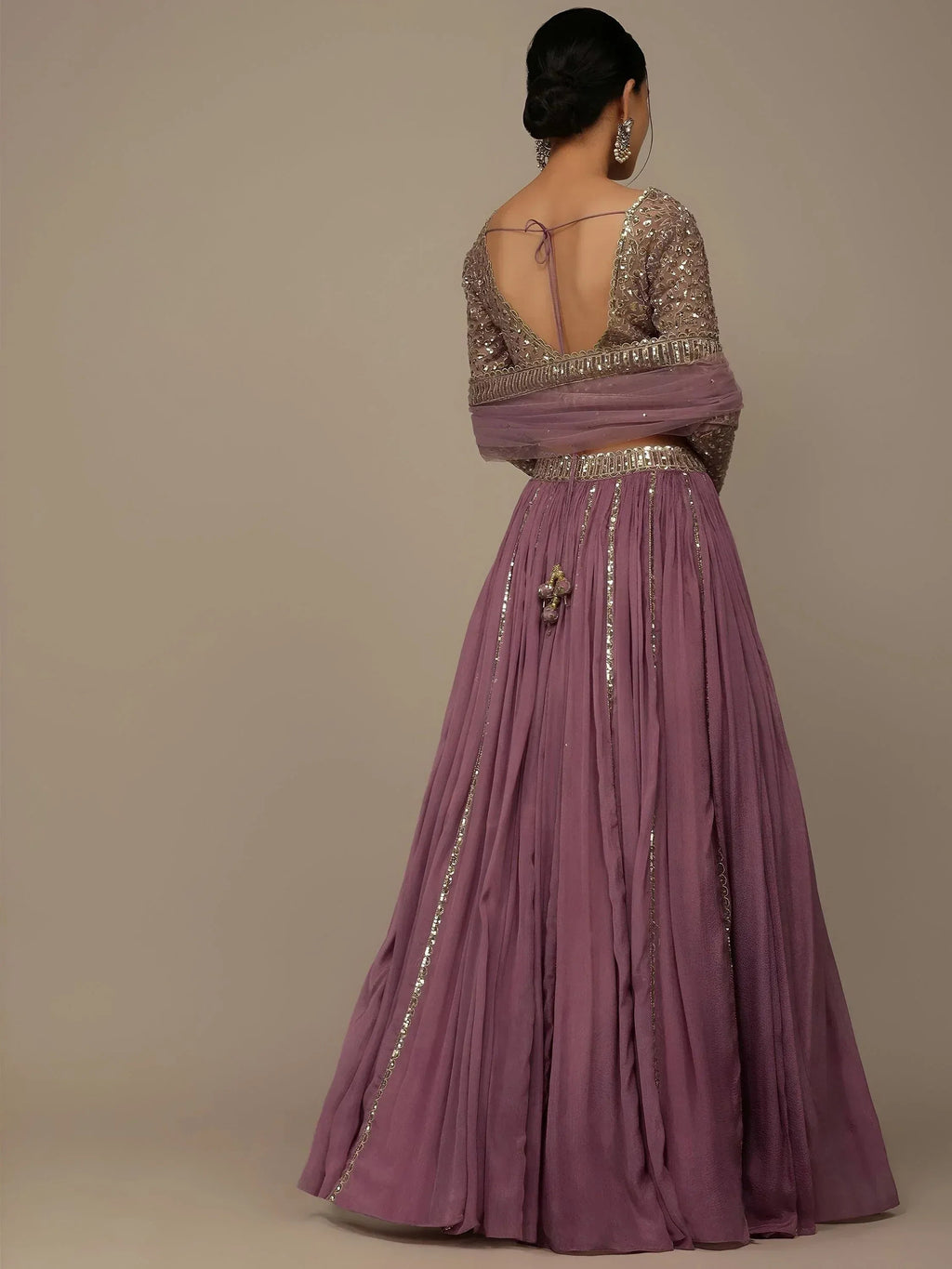Tulsi Art Glamorous Pink Sequins Georgette Reception Wear Lehenga Choli | Grocsy