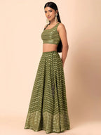 Tulsi Art Stunning Green Zari Embroidered Georgette Mehendi Wear Lehenga Choli | Grocsy