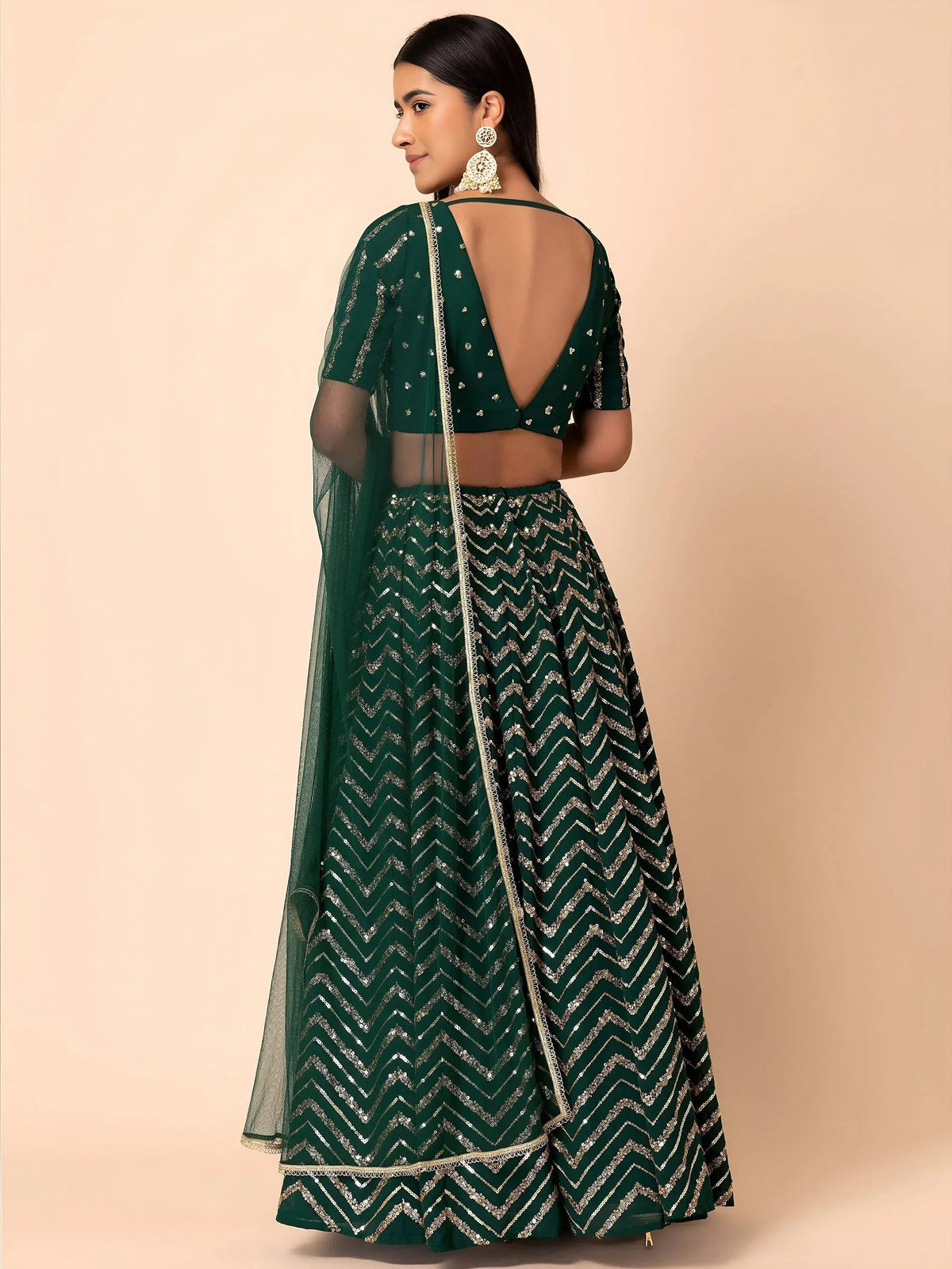 Tulsi Art Attractive Green Embroidered Georgette Mehendi Wear Lehenga Choli | Grocsy