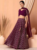 Tulsi Art Charming Maroon Zari Embroidered Georgette Wedding Lehenga Choli | Grocsy