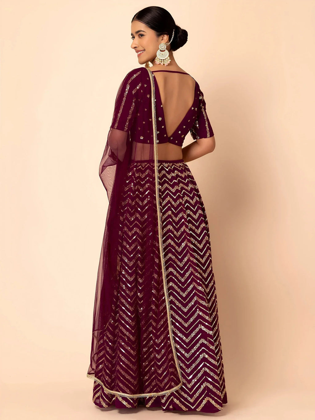 Tulsi Art Charming Maroon Zari Embroidered Georgette Wedding Lehenga Choli | Grocsy
