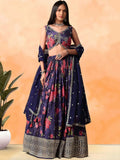 Tulsi Art Rich Purple Floral Printed Chinon Lehenga Choli With Dupatta | Grocsy