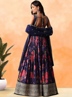Tulsi Art Rich Purple Floral Printed Chinon Lehenga Choli With Dupatta | Grocsy