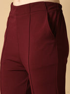 Myshka Women's Magenta Flared Party Trouser | Grocsy