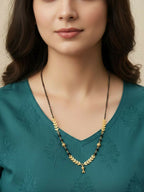 NVR Women Gold Plated Black Beaded Short Design Mangalsutra | Grocsy