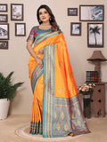 Joban Fashion Banarasi Orange Small Butti Soft Silk Saree | Grocsy