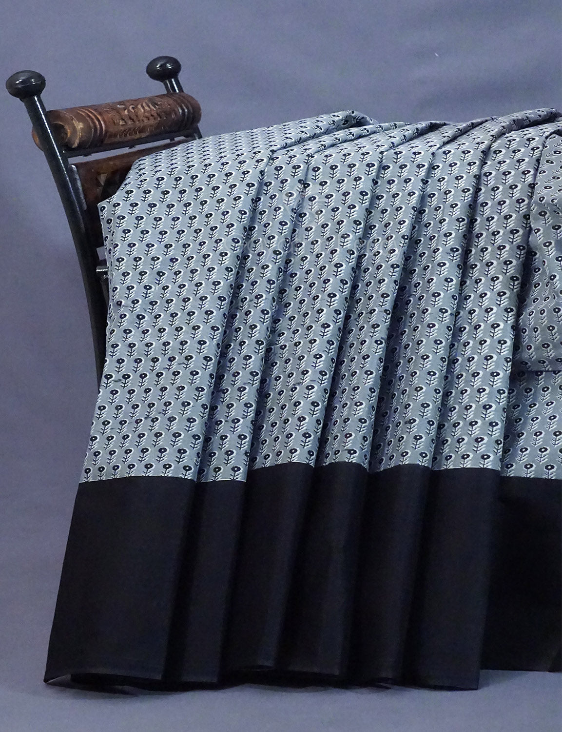Grey Colour Floral Print Pure Mulmul Cotton Saree By Gayathri Reddy Designer Studio | Grocsy