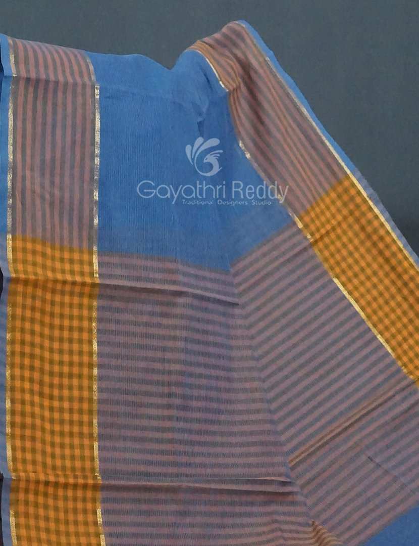 Dual Shades of Blue Pure Mangalgiri Cotton By Gayathri Reddy Designer Studio | Grocsy