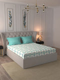 MYTRIDENT Moments White Blue Ethnic Motifs Pure Cotton 120 TC Bedsheet 2 Pillow Covers | Grocsy