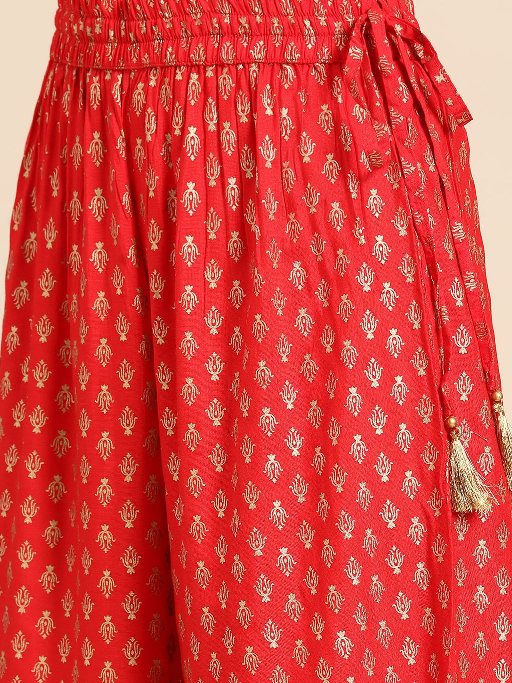 Sangria Women Red Ethnic Motifs Printed Kurta with Palazzos | Grocsy