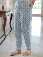 Aramya Straight Soft Cotton Floral Print Women's Kurta Set - Blue | Grocsy