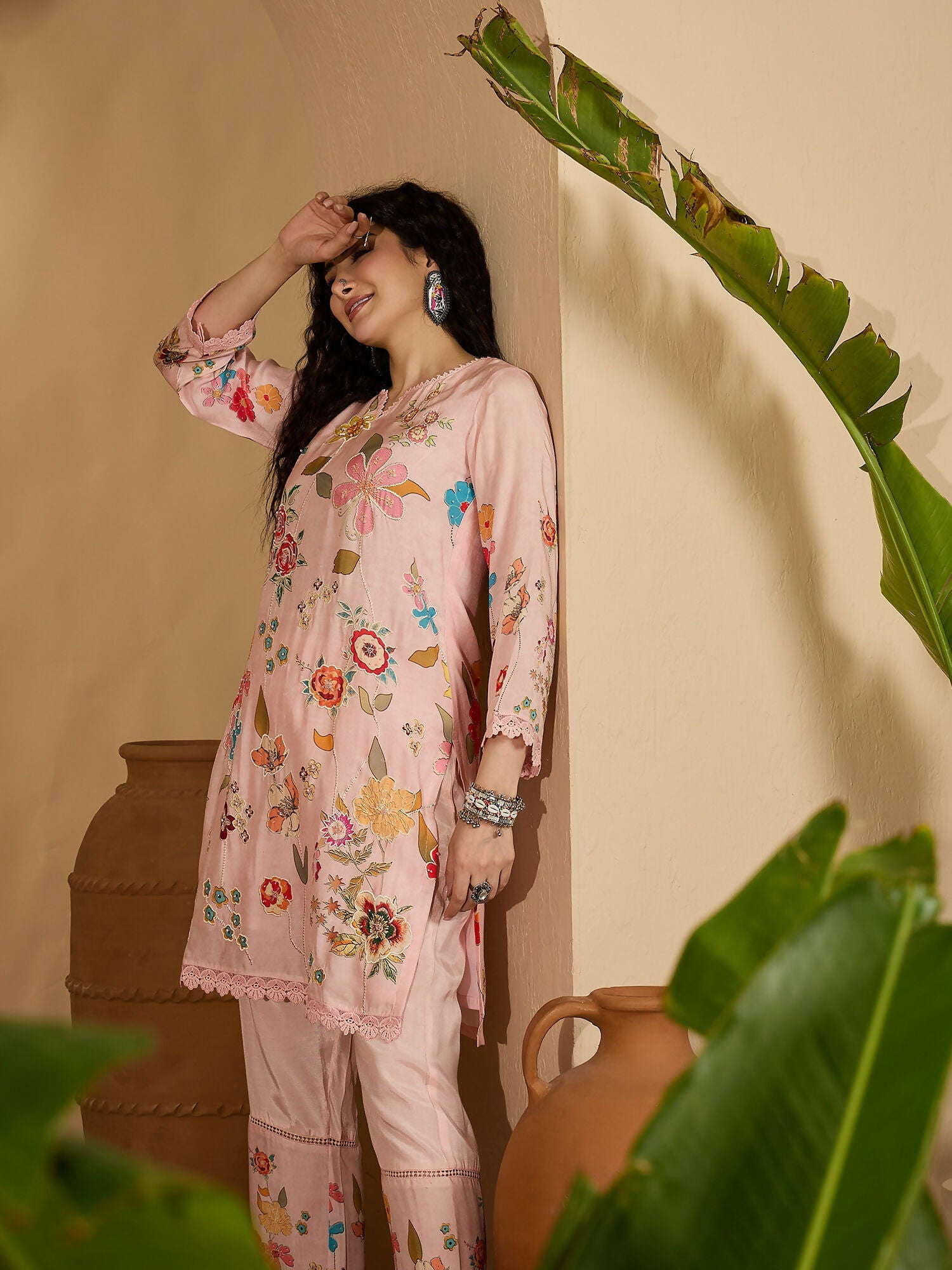 Joban Fashion Printed Pink Pure Cotton Cord Set | Grocsy