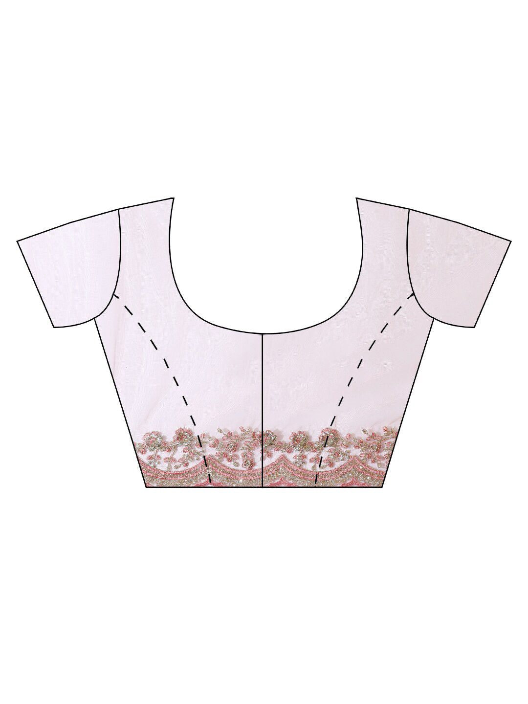 kasee Pink Floral Embroidered Net Saree | Grocsy