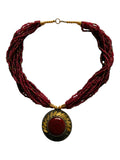 Inhanns Everyday Statement Beaded Pendant Necklace - Maroon | Grocsy