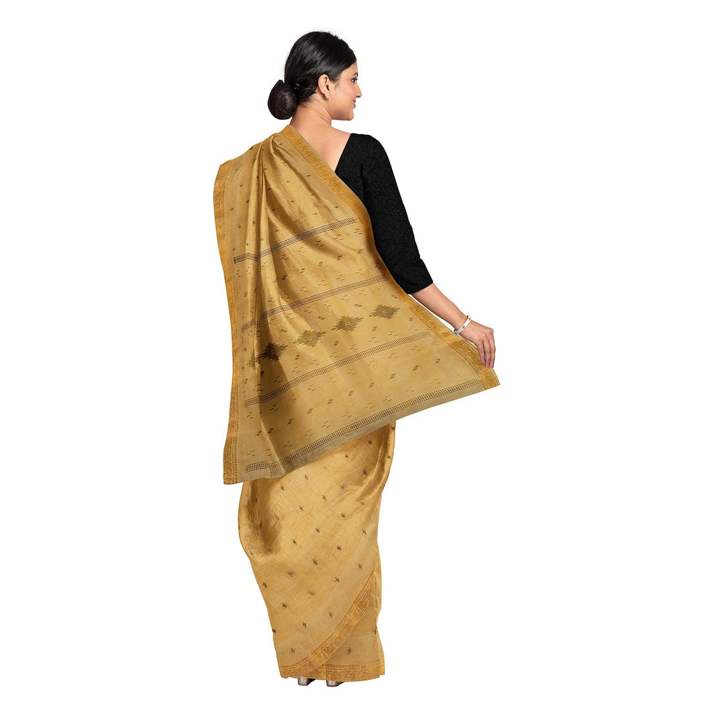 Exclusive Collection 100% Pure Cotton Brown Saree With Printed Work | Grocsy