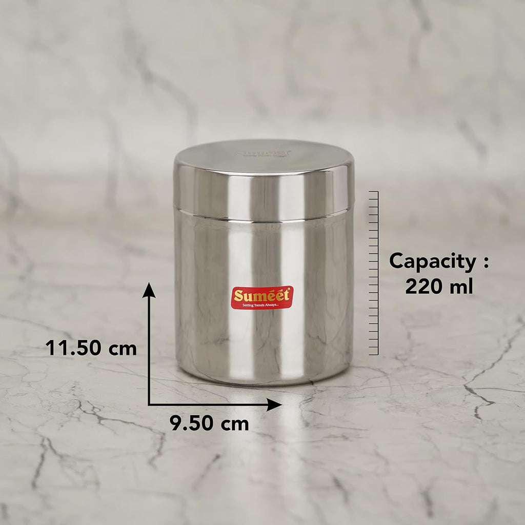 Sumeet Stainless Steel Small Canisters/Jars/Ubha Dabba/Storage Containers set of 6Pcs, 750 ML Capacity Each | Grocsy