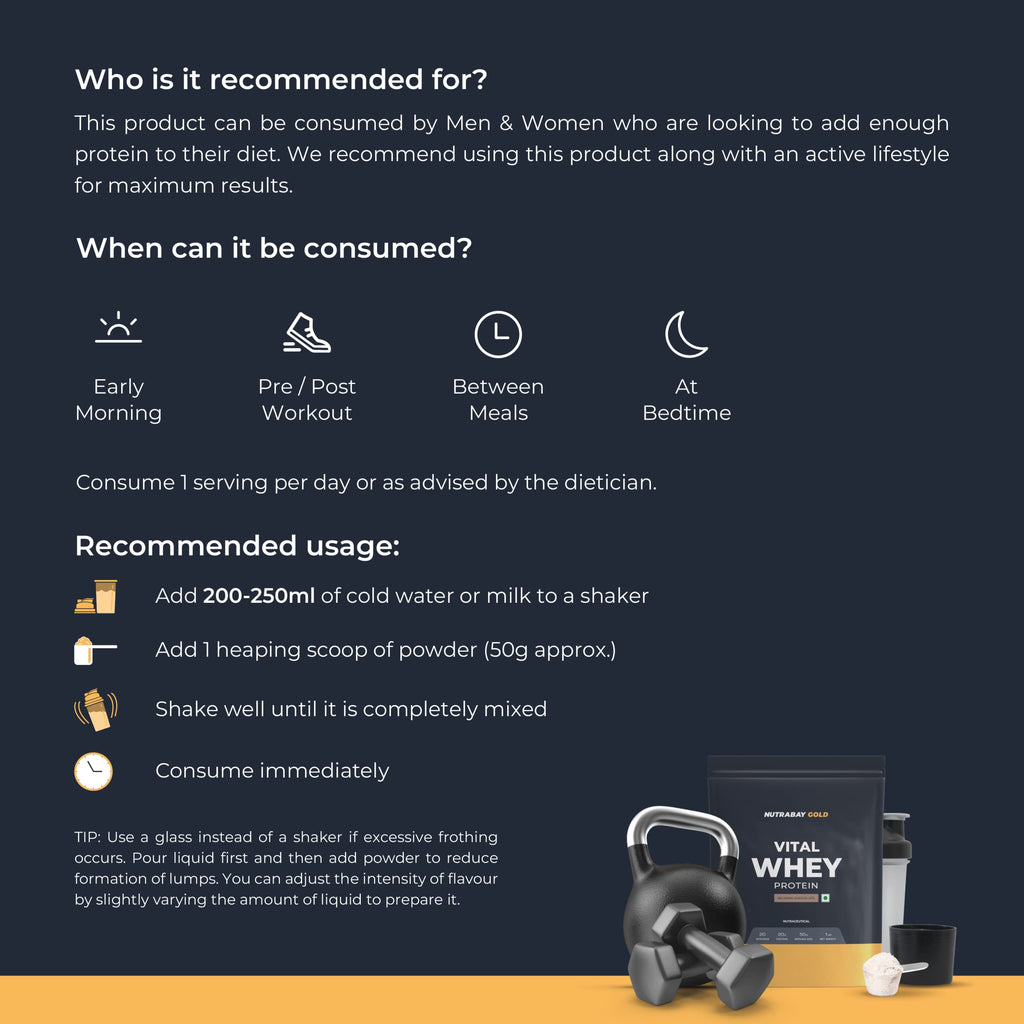 Nutrabay Gold Vital Whey Protein - Belgian Chocolate | Grocsy