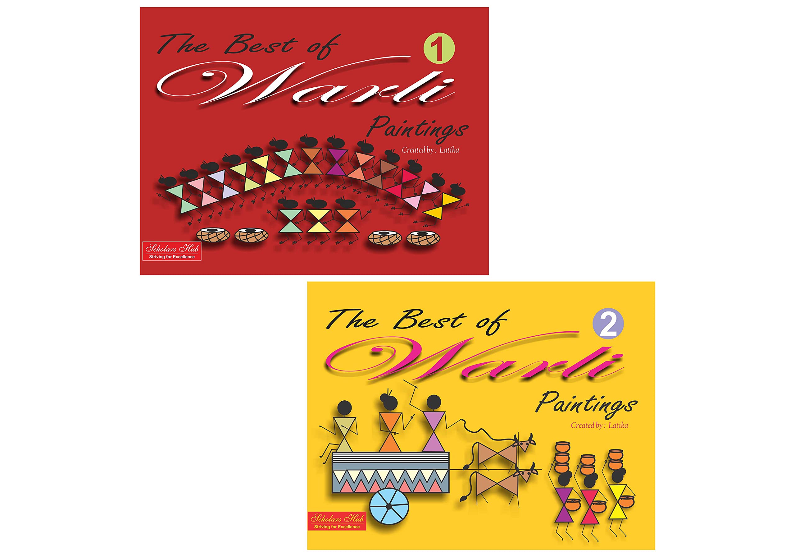 Scholars Hub Best Of Warli Art Paintings Book -Vol 1, Vol 2 (Set Of 2 Books) | 68 Pages | Grocsy