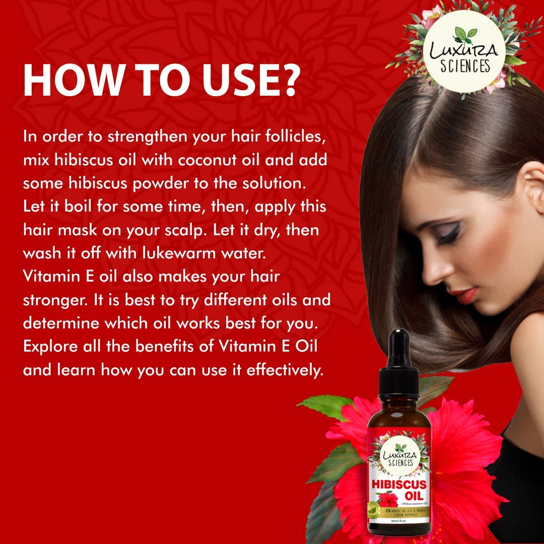 Luxura Sciences Organic Hibiscus Oil Japanese Vitamin E oil for Face, Skin, Hair Growth | Grocsy
