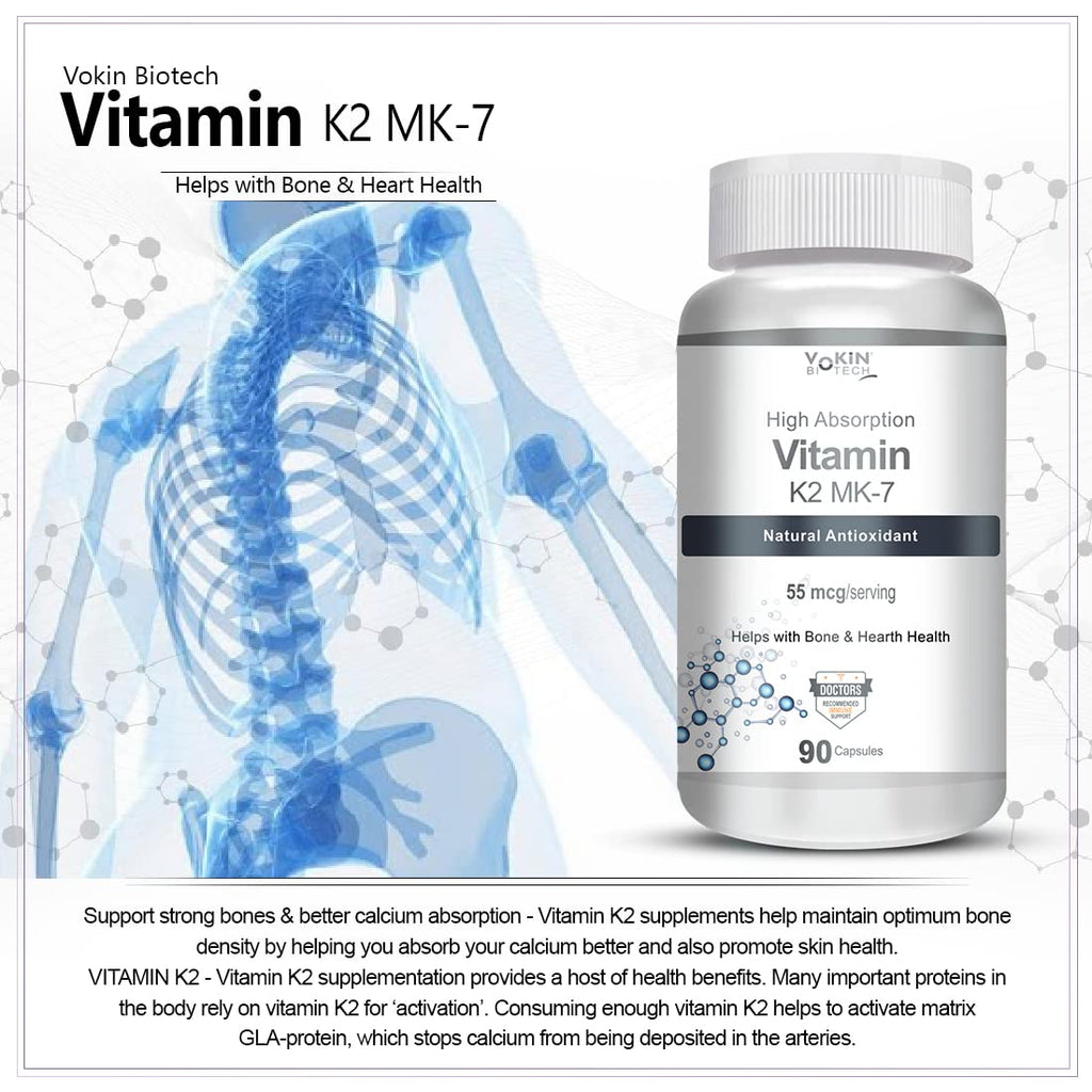Vokin Biotech Vitamin K2 MK-7- Support Bone & Heart Health - 55mc Capsules | Grocsy