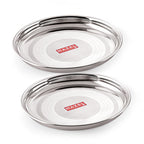 HAZEL Stainless Steel Plate Set for Dinner Launch, Set of 2, 28.5 cm, Medium | Grocsy