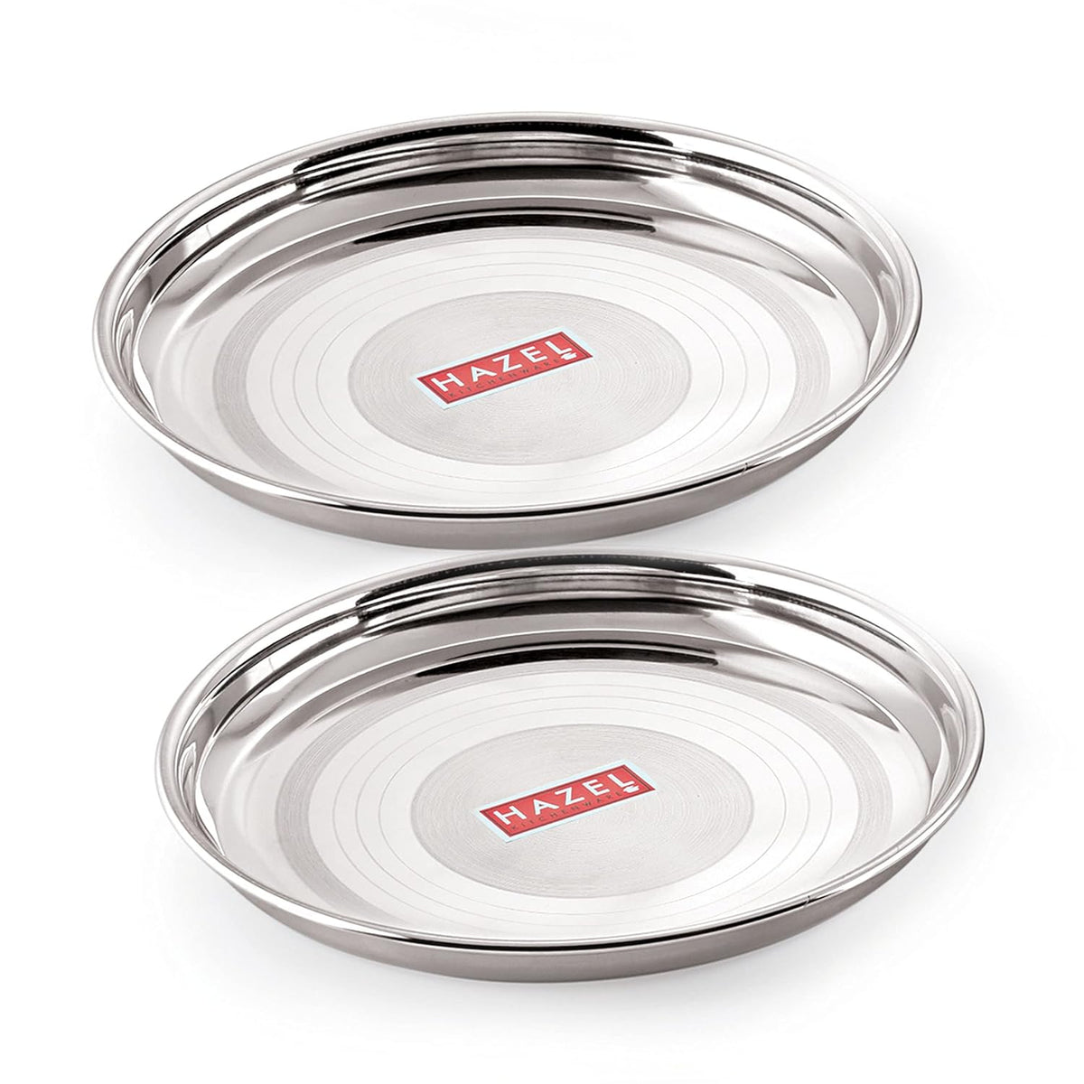 HAZEL Stainless Steel Plate Set for Dinner Launch, Set of 2, 28.5 cm, Medium | Grocsy