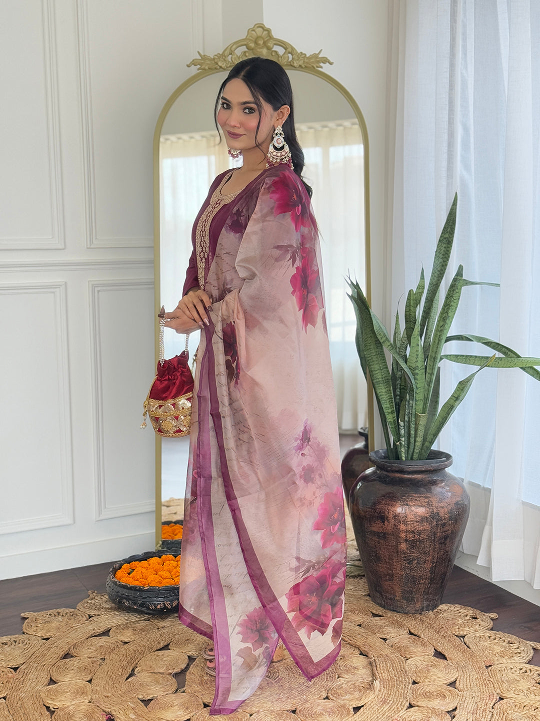 The52 Women's Gorgeous Rayon Embroidery Straight Kurta with Pant And Dupatta Set | Grocsy