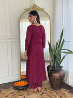 The52 Women's Gorgeous Rayon Embroidery Straight Kurta with Pant And Dupatta Set | Grocsy