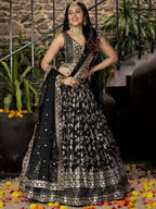 Tulsi Art Delicate Black Silk Zari Embroidered Lehenga Choli With Dupatta | Grocsy