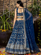 Tulsi Art Sweet Dove Blue Zari Embroidered Designer Lehenga Choli | Grocsy