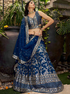 Tulsi Art Sweet Dove Blue Zari Embroidered Designer Lehenga Choli | Grocsy